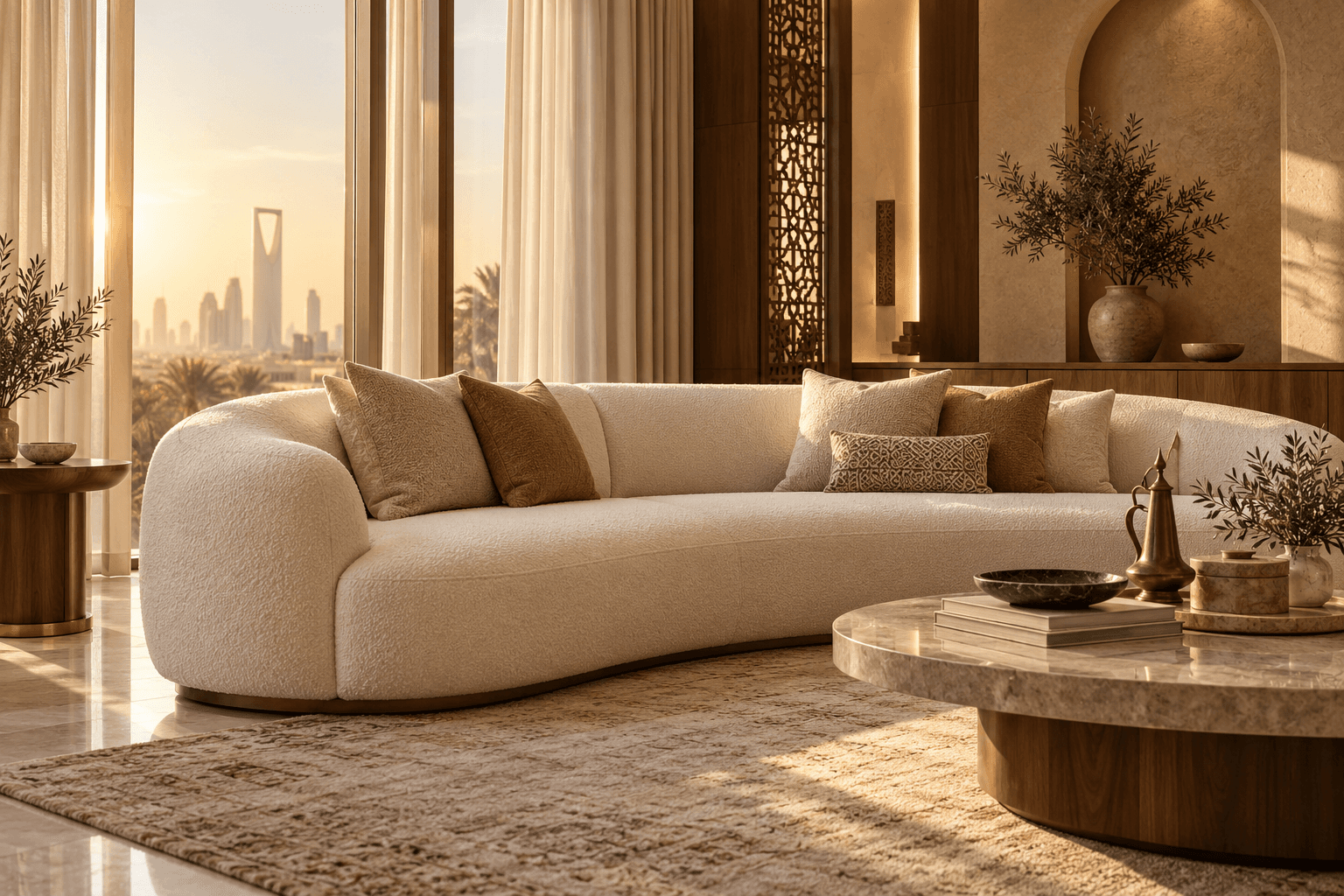 Custom bespoke living room and curtains designed by ASAAR AL-IBDHA